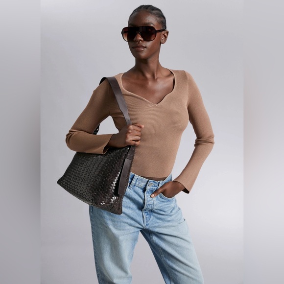 BNWT & Other Stories sweetheart neck rib top in brown size small - Picture 1 of 8